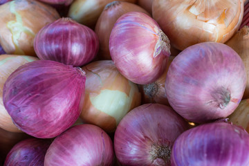 Thai raw purple violet onion in asian market