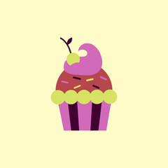 Cherry Cupcake vector icon