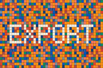 Cargo containers with white containers showing the word Export