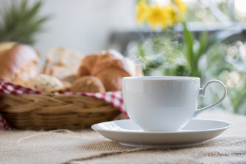 Obraz na płótnie Canvas A cup of coffee in morning.