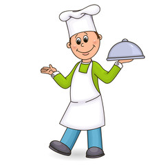 Cook in an apron and cap.