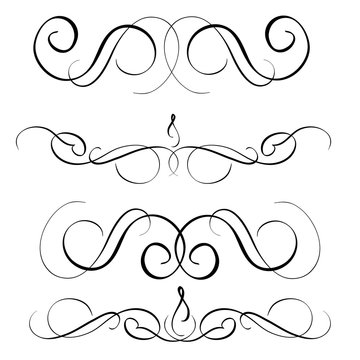 art calligraphy set of vintage decorative whorls for design. Vector illustration EPS10