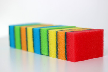Colored sponges for washing dishes