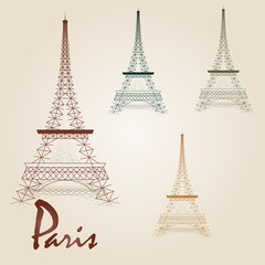 Eiffel tower graphic vector illustration set