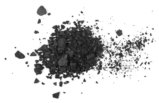 pile black coal isolated on white background 