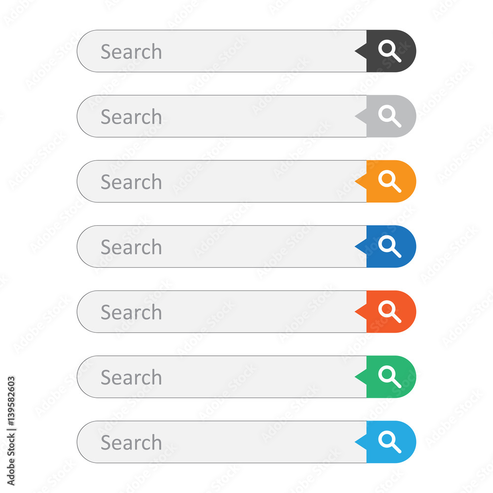 Poster search bar field. set vector interface elements with search button. flat vector illustration on whit