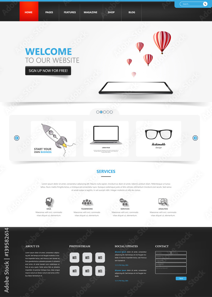 Poster website template for your business in vector format.