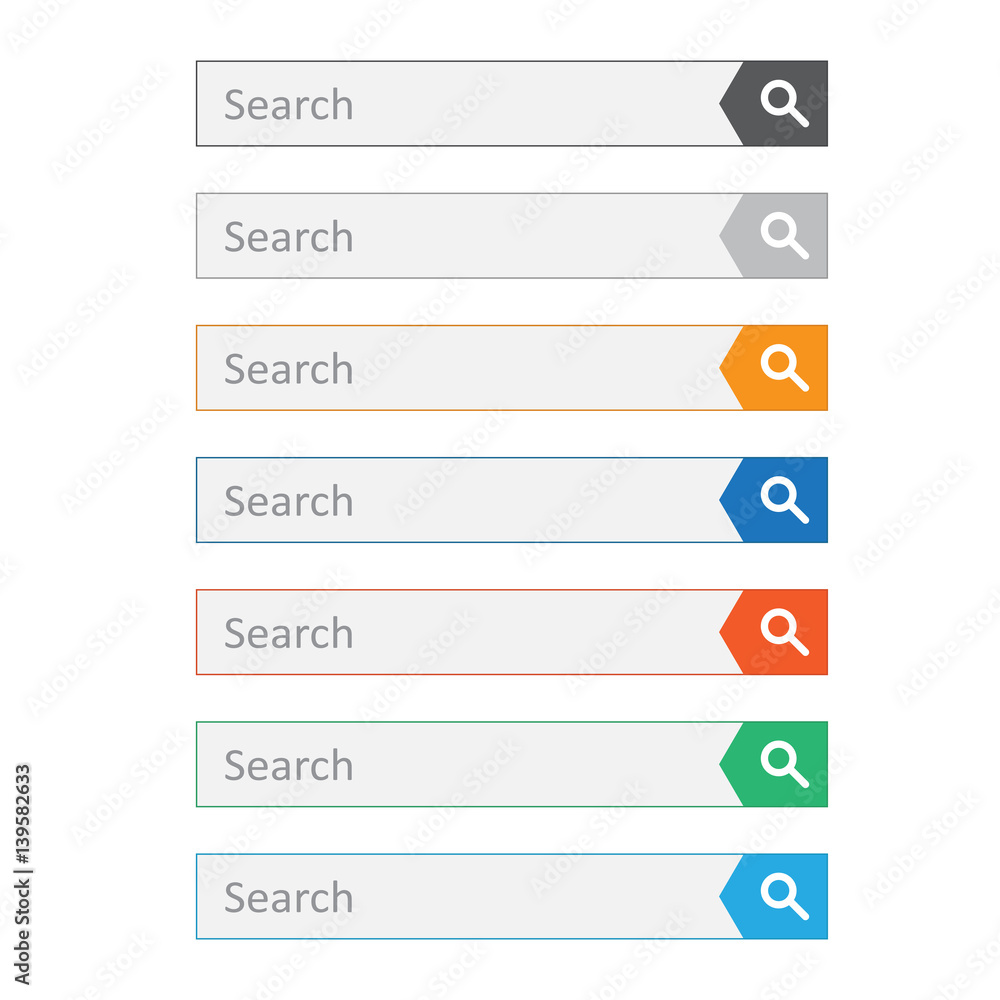 Poster search bar field. set vector interface elements with search button. flat vector illustration on whit