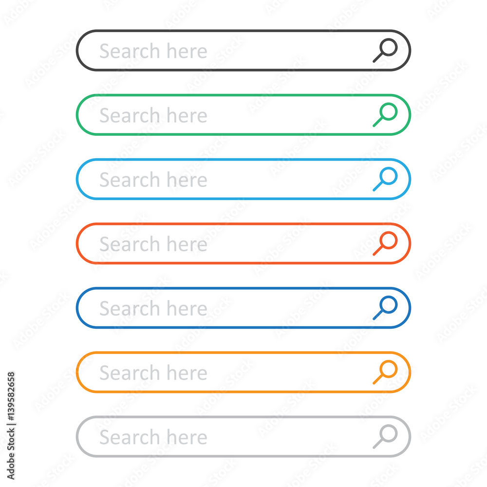 Poster search bar field. set vector interface elements with search button. flat vector illustration on whit