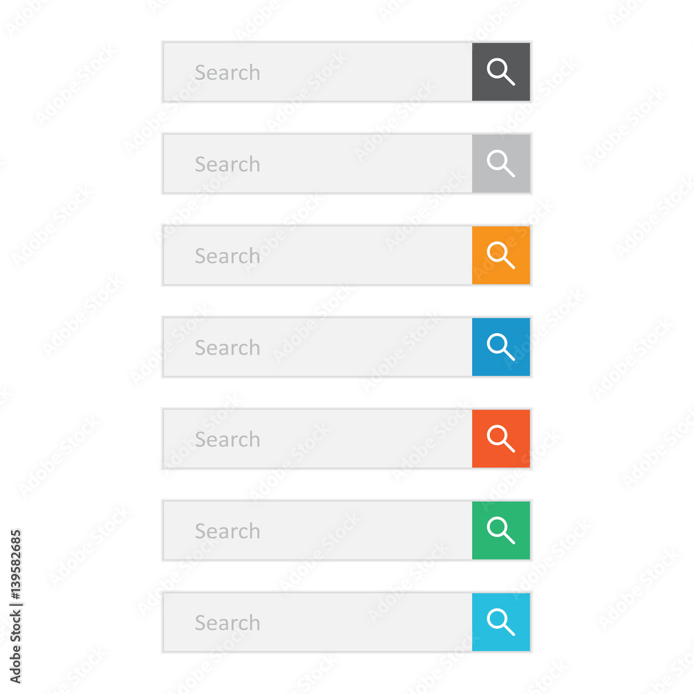 Poster search bar field. set vector interface elements with search button. flat vector illustration on whit