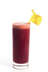 A glass of red healthy juice isolated over a white background