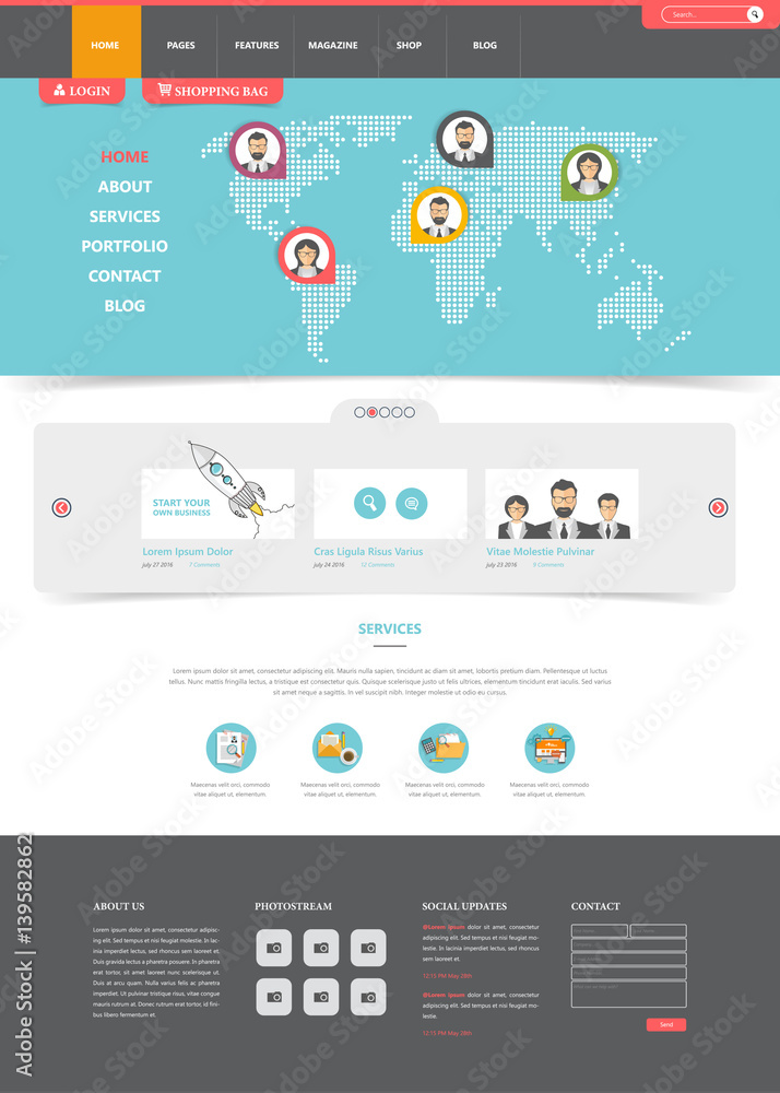 Aufkleber website template for your business in vector format.