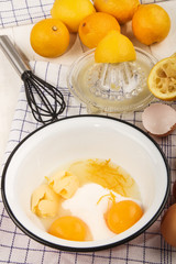 ingredients in a bowl to make english lemon curd