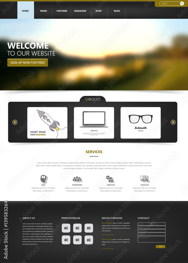 Aufkleber website template for your business in vector format.