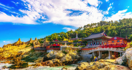 Haedong Yonggungsa Temple and Haeundae Sea in Busan, South Korea