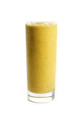 Glass of fresh healthy smoothie isolated on white background
