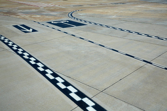 Airport road floor signs painted