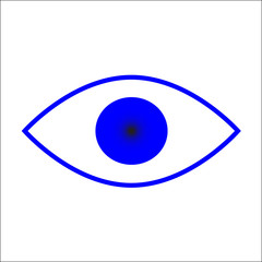 Blue icon of eye isolated on white background. Vector illustration.