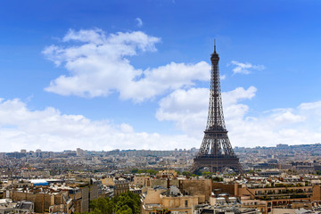 Fototapeta premium Paris Eiffel tower and skyline aerial France