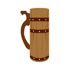 Isolated wooden beer mug on a white background, Vector illustration