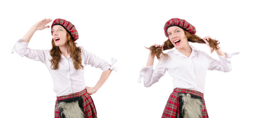 Young woman in traditional scottish clothing