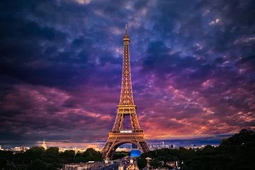 Fotobehang Eiffel tower at sunset Paris France © lunamarina