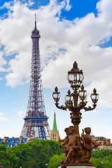 Fototapeta na wymiar Eiffel tower from Pont Alexandre III in Paris