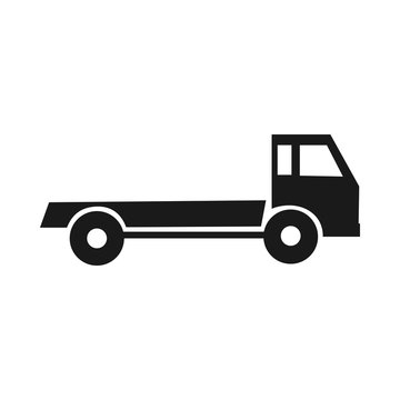 black silhouette of a truck. Road assistance.