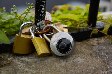 Paris padlocks in Montmartre balconade