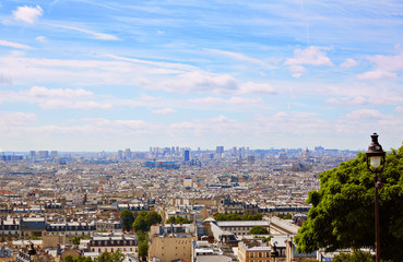 Paris skyline aerial from Montmartre