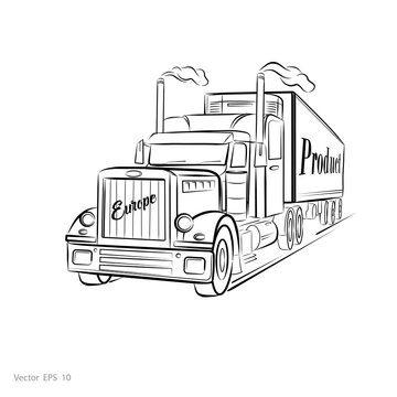 Delivery of cargo by truck .Truck Vector illustration.Car on the road .