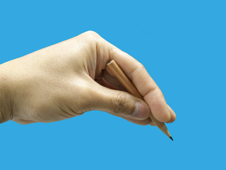 Male hand holding a pencil