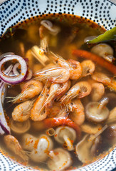 Bowl of thai tom yum soup