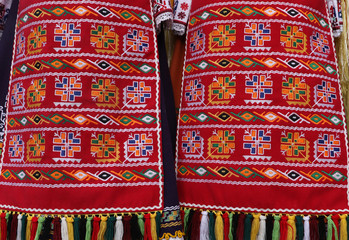 Authentic folk-style details of costumes from Bulgaria