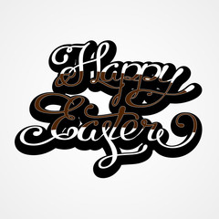 Happy Easter lettering card. Hand drawn lettering poster for Easter. Modern calligraphy typography background.