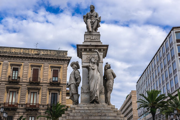 Fototapeta na wymiar Vincenzo Bellini memorial on Stesicoro Square in Catania, Sicily, Italy