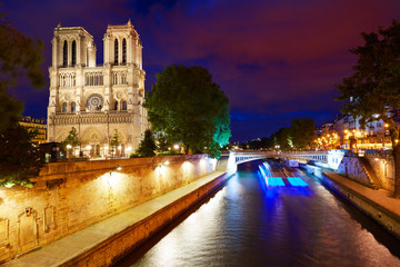Fototapeta na wymiar Notre Dame cathedral sunset in Paris France