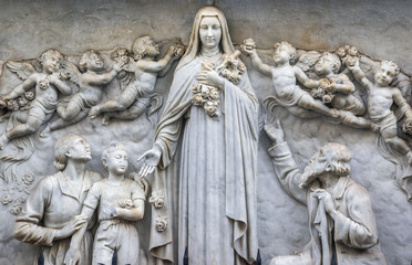 Sculpture of Saint Therese of Child Jesus church in Catania, Sicily, Italy