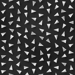 Scattered Geometric Shaded Shapes. Abstract Seamless Monochrome Pattern.