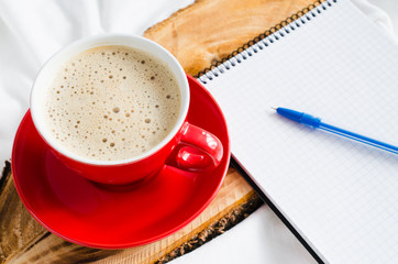 Breakfast in Bed and Empty Notebook for Note.