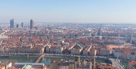 Obraz premium City scape of Lyon, France at sunny day