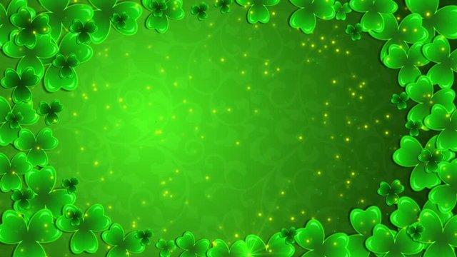 Moving green background with a shamrocks