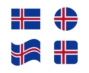 set 4 flags of iceland