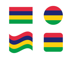 set 4 flags of mauritius