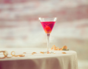 Single Cocktail on a table, soft focus, Illustrative