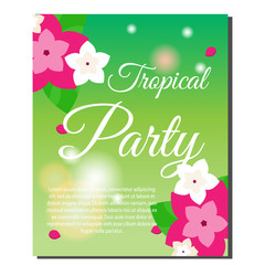Fototapeta na wymiar Vertical tropical banner with exotic orchid flowers. Vector illustration. Design template for summer party invitation, spa salons, luxury resort advertising, gift voucher