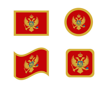 set 4 flags of montenegro