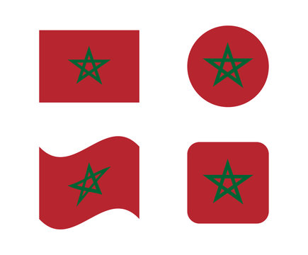 set 4 flags of morocco
