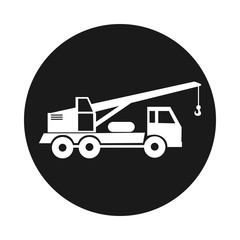 truck crane. The round black icon circle