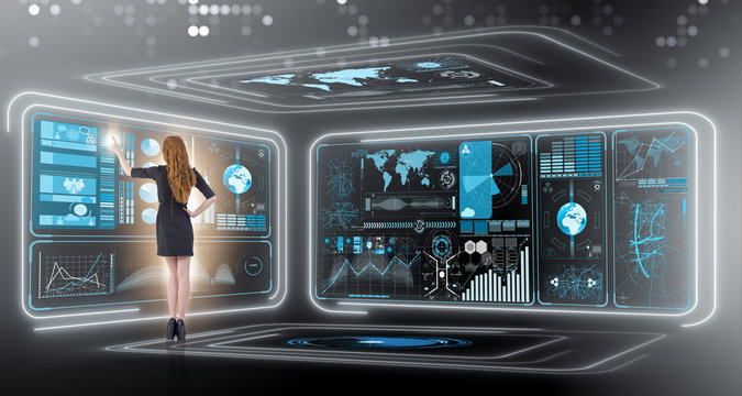 Businesswoman in online trading concept - Powered by Adobe